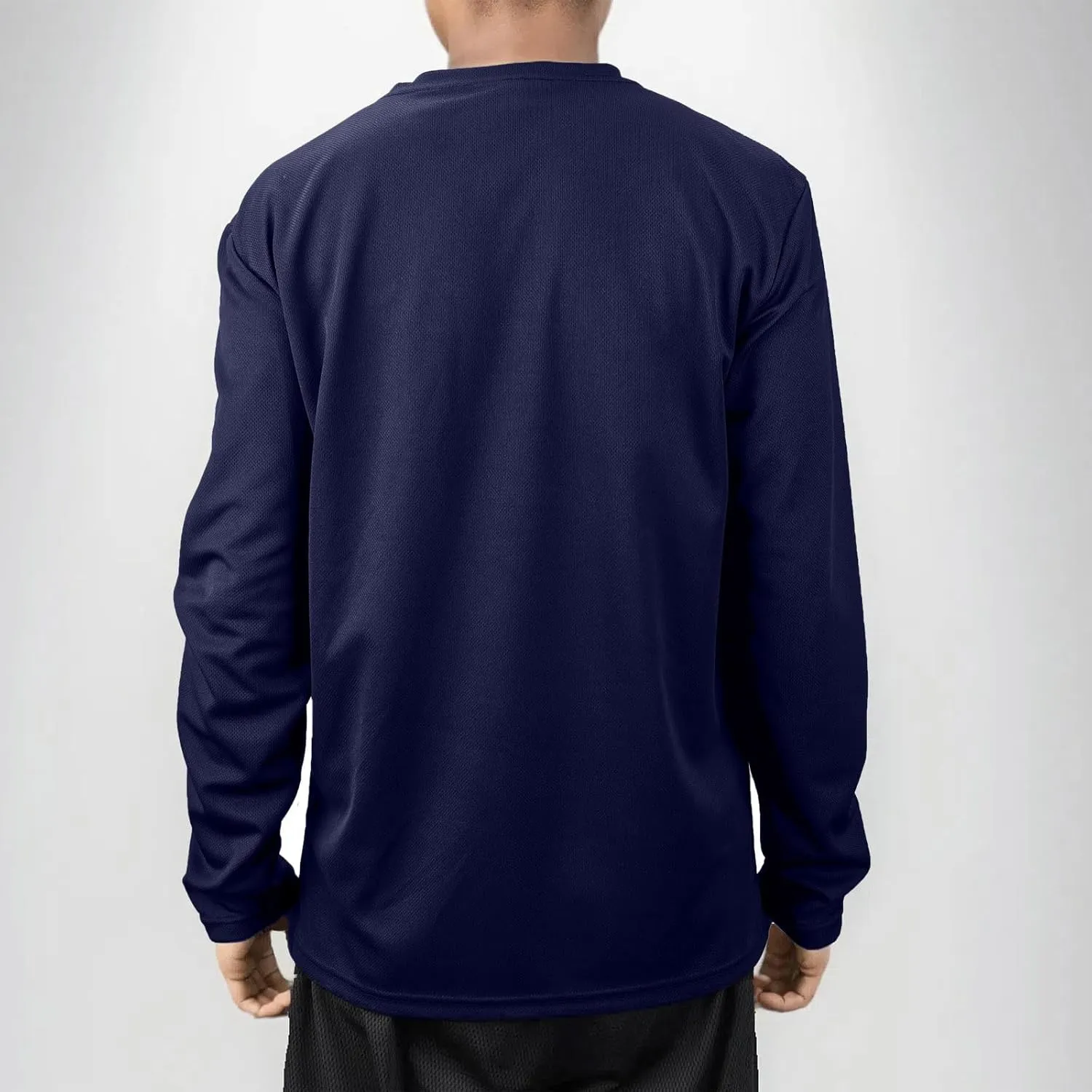 2 Pack Mens Long Sleeve Tee Shirts, Crewneck Quick Dry Breathable Athletic Activewear Running Polyester T-Shirt