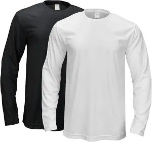 2 Pack Mens Long Sleeve Tee Shirts, Crewneck Quick Dry Breathable Athletic Activewear Running Polyester T-Shirt