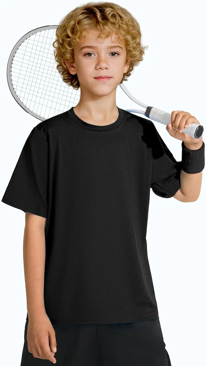5 Pack Boys Athletic T-Shirts Quick Dry Short Sleeve Tees Youth Activewear Size 7-16 Years