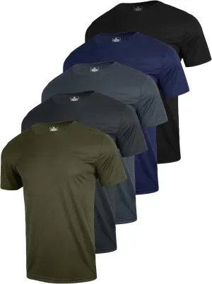 5 Pack Shirts for Men Moisture Wicking Workout Performance Dry Fit Mesh Gym Athletic Running T-Shirt