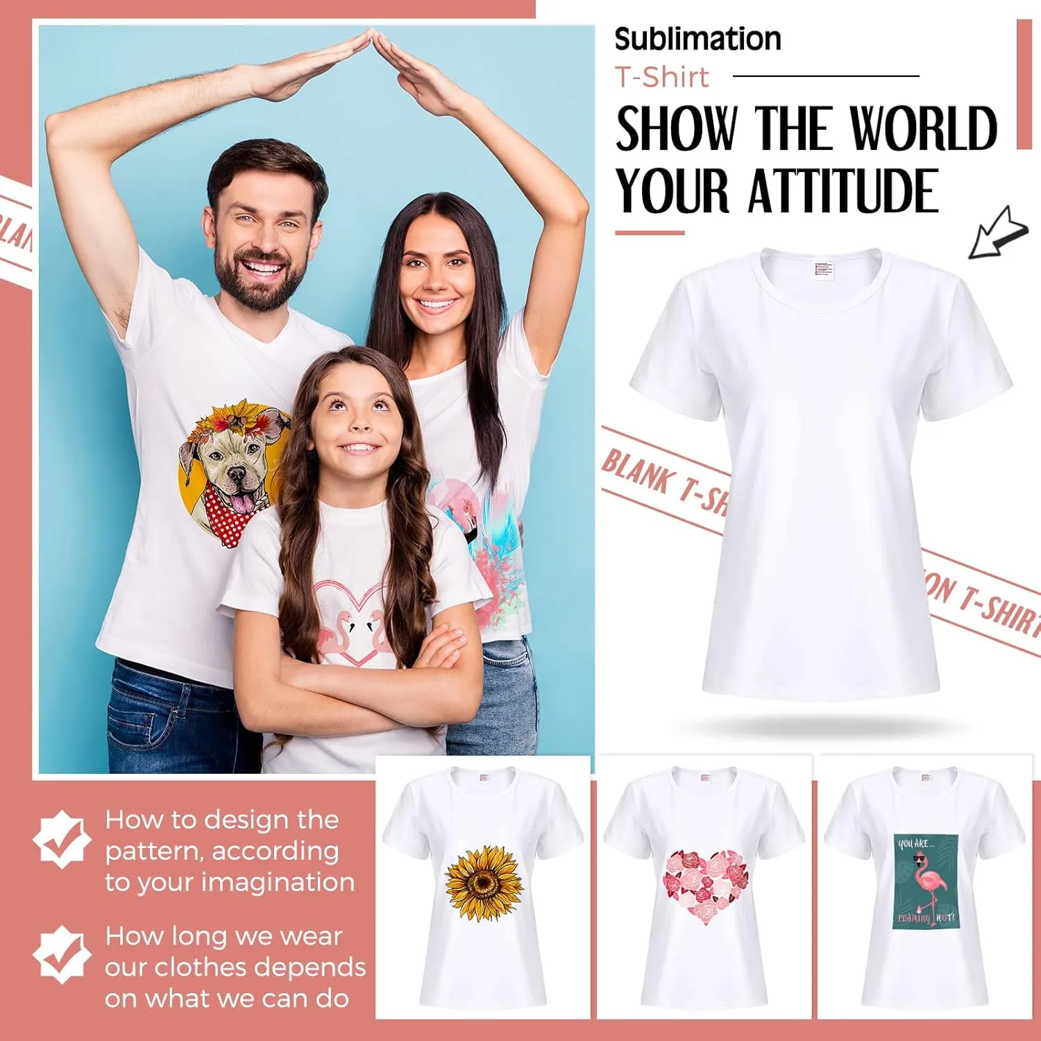 5 Pieces Women Sublimation Blank T-Shirt Basic White Polyester Shirts Sublimation Short Sleeve T-Shirt for Women (Small)