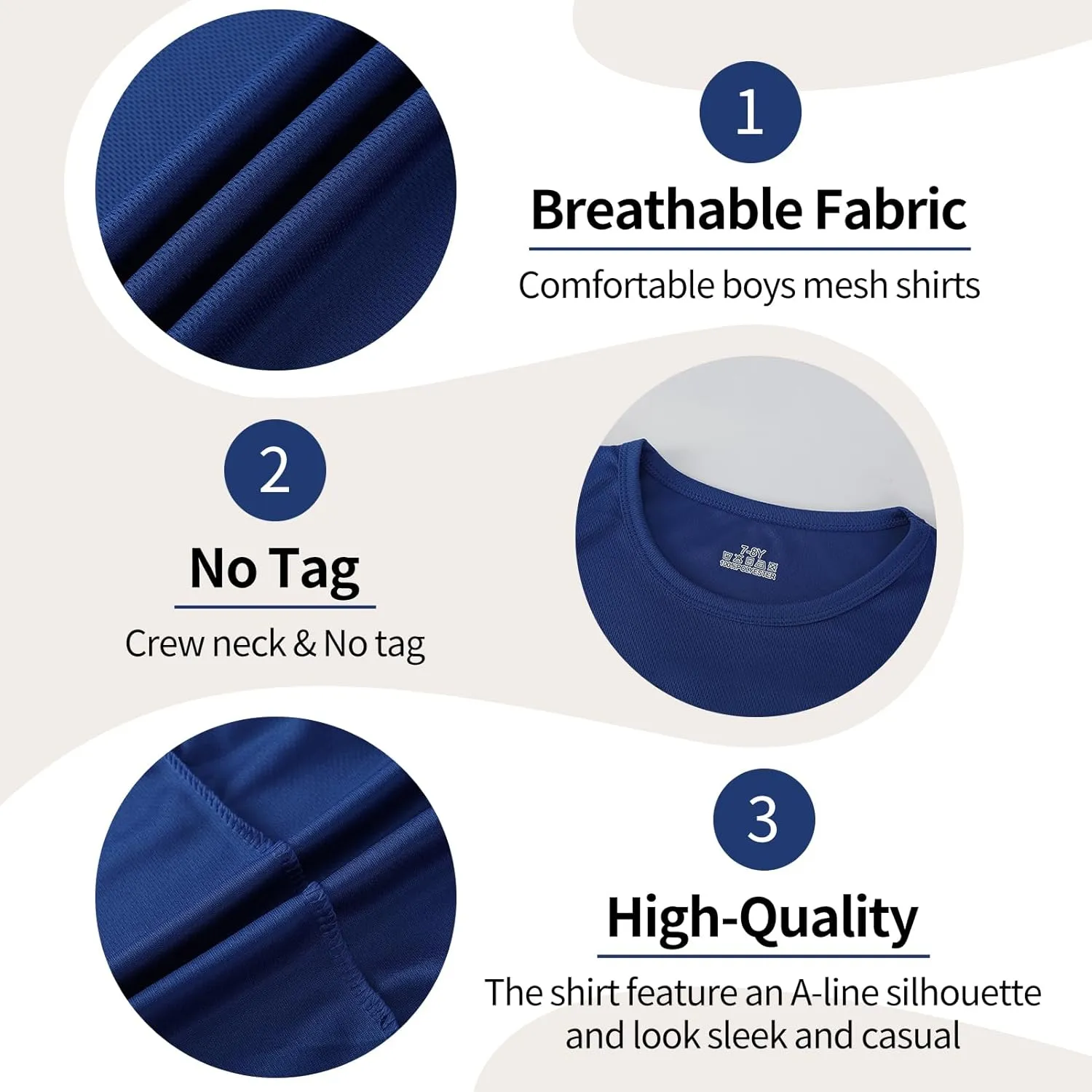 6-Pack Boys Athletic T-Shirts Quick Dry Short-Sleeve Tops Youth Moisture Wicking Running Sports T-Shirts4-18 Years