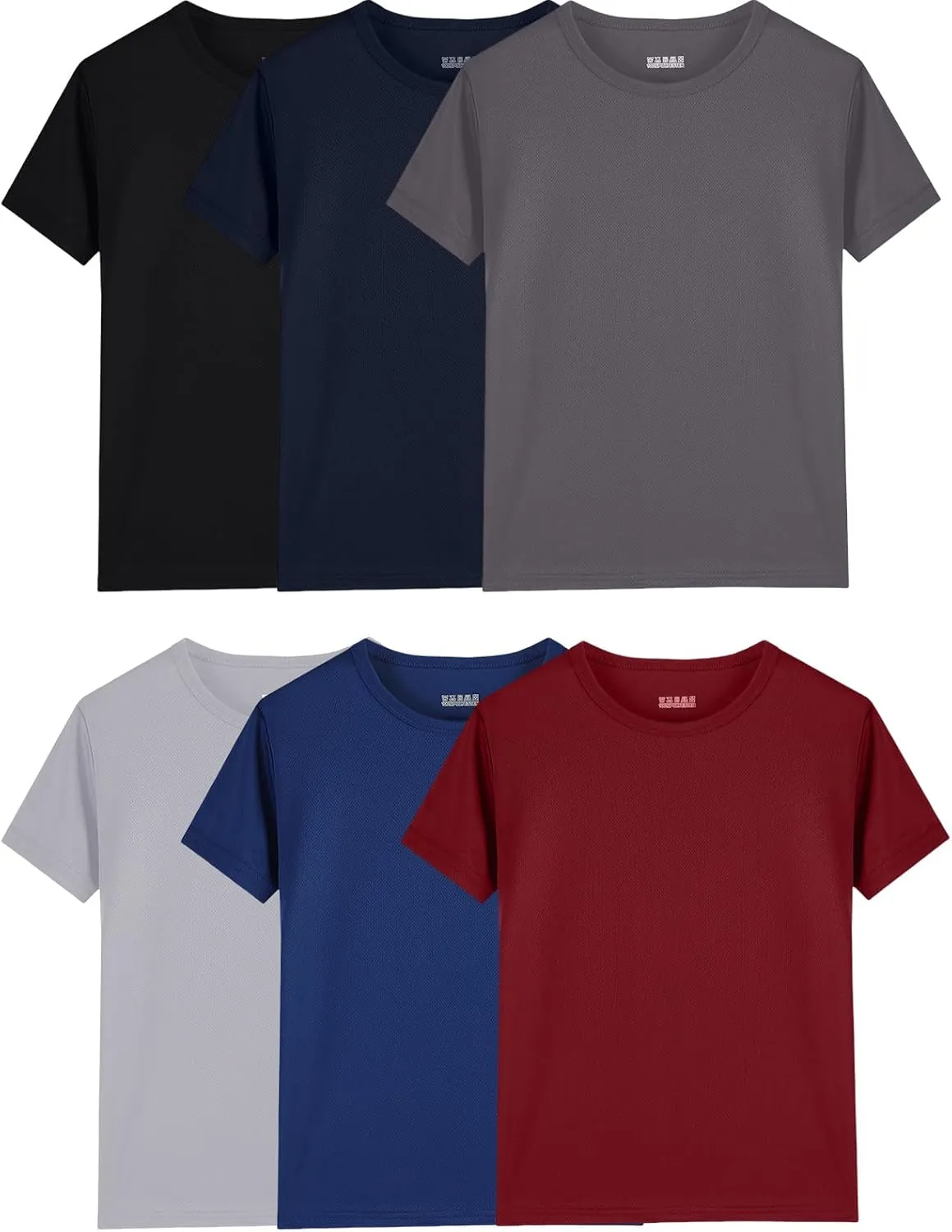 6-Pack Boys Athletic T-Shirts Quick Dry Short-Sleeve Tops Youth Moisture Wicking Running Sports T-Shirts4-18 Years