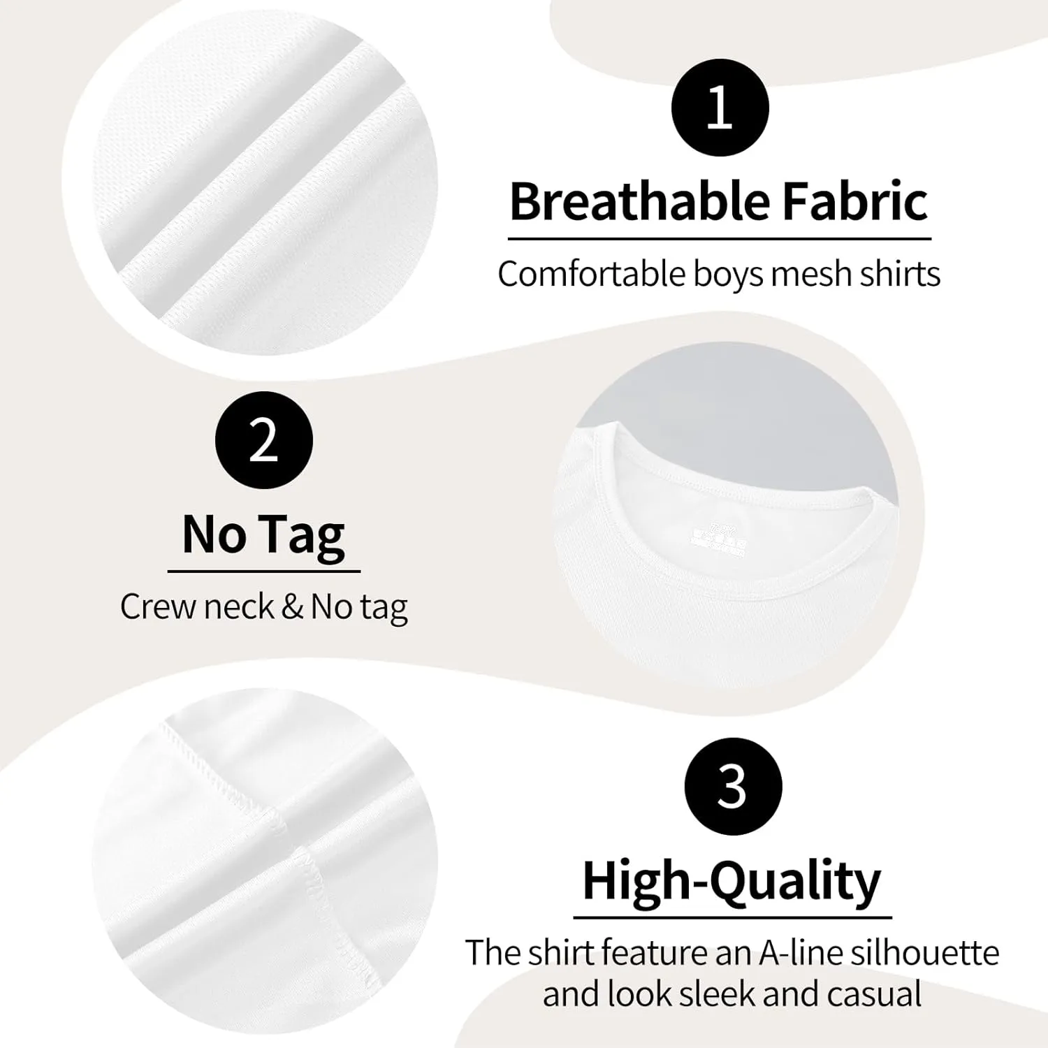 6-Pack Boys Athletic T-Shirts Quick Dry Short-Sleeve Tops Youth Moisture Wicking Running Sports T-Shirts4-18 Years