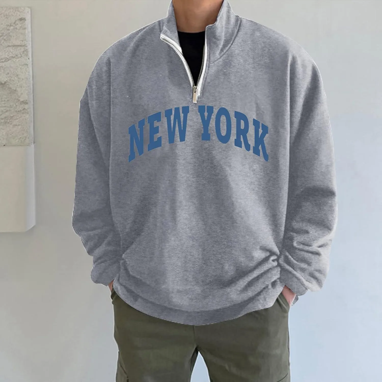 Alalaso Shirts for Men Wicking Moisture Baggy Cotton Long Sleeve Crewneck Tops Sun Protection Style Running Sweatshirt