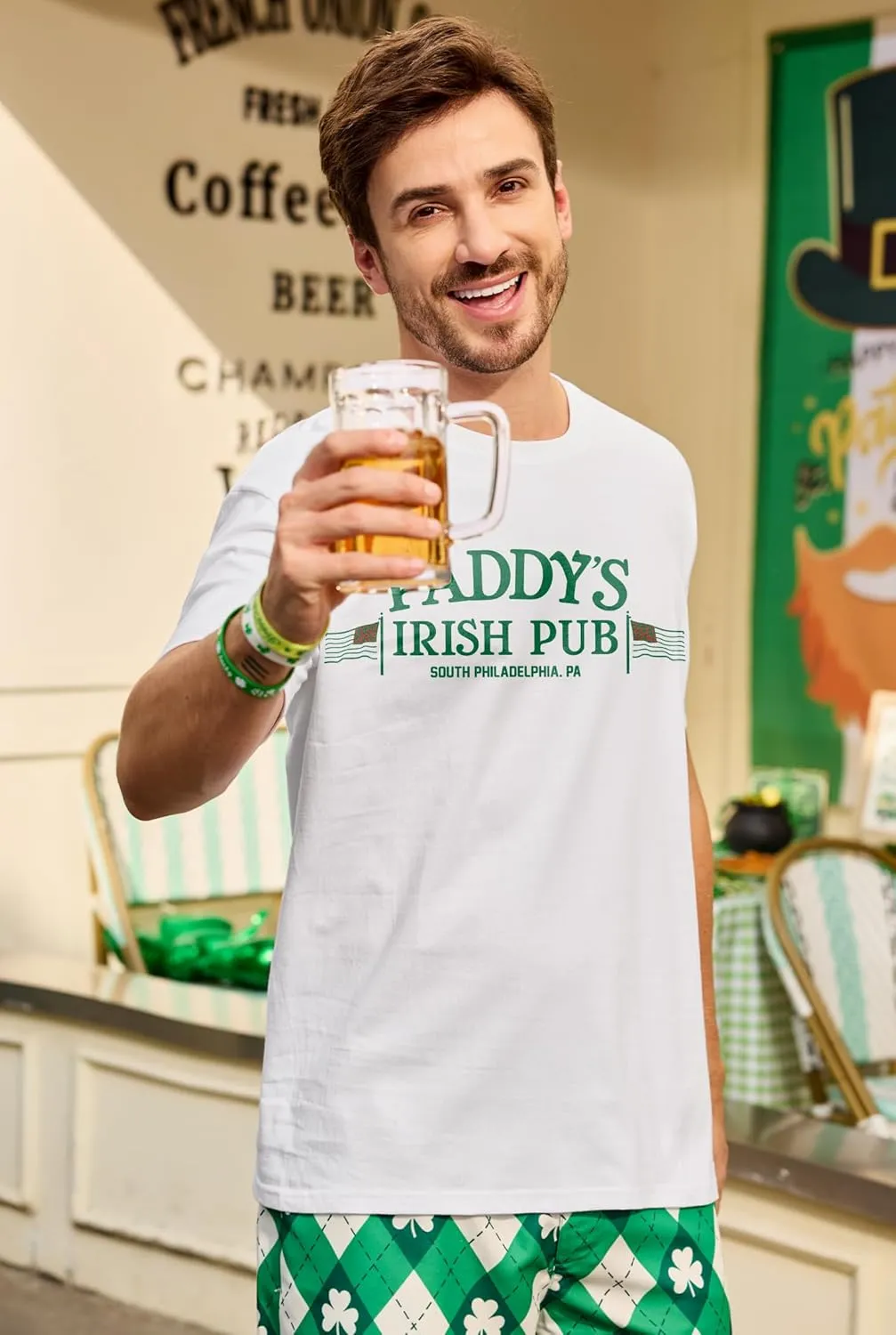 Arvilhill Men's St Patrick's T-Shirts Short Sleeve Irish Shamrock Shirt (S-3XL)
