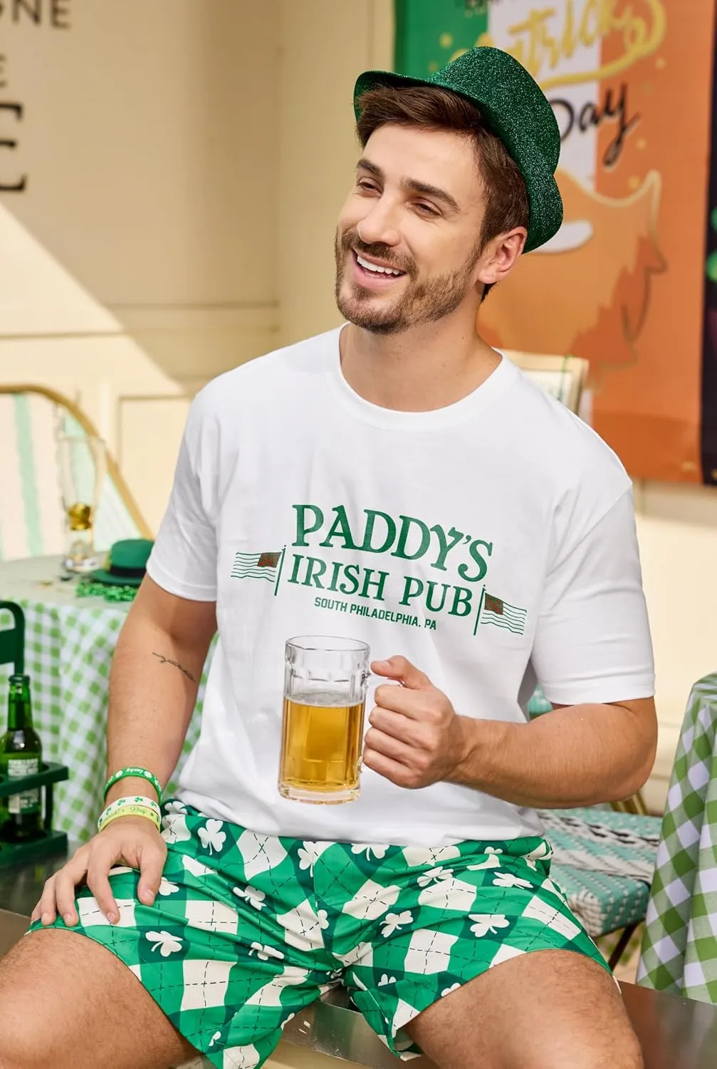 Arvilhill Men's St Patrick's T-Shirts Short Sleeve Irish Shamrock Shirt (S-3XL)