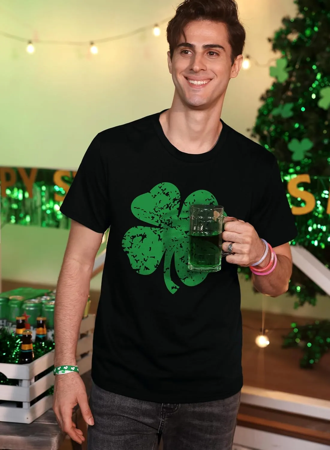 Arvilhill Men's St Patrick's T-Shirts Short Sleeve Irish Shamrock Shirt (S-3XL)
