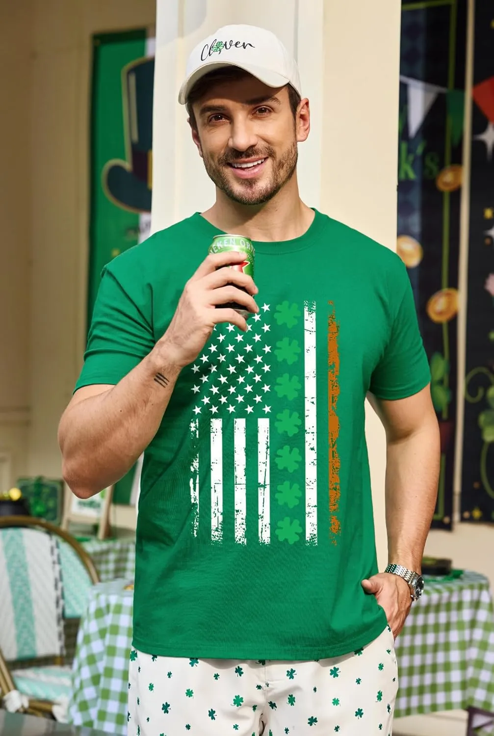 Arvilhill Men's St Patrick's T-Shirts Short Sleeve Irish Shamrock Shirt (S-3XL)