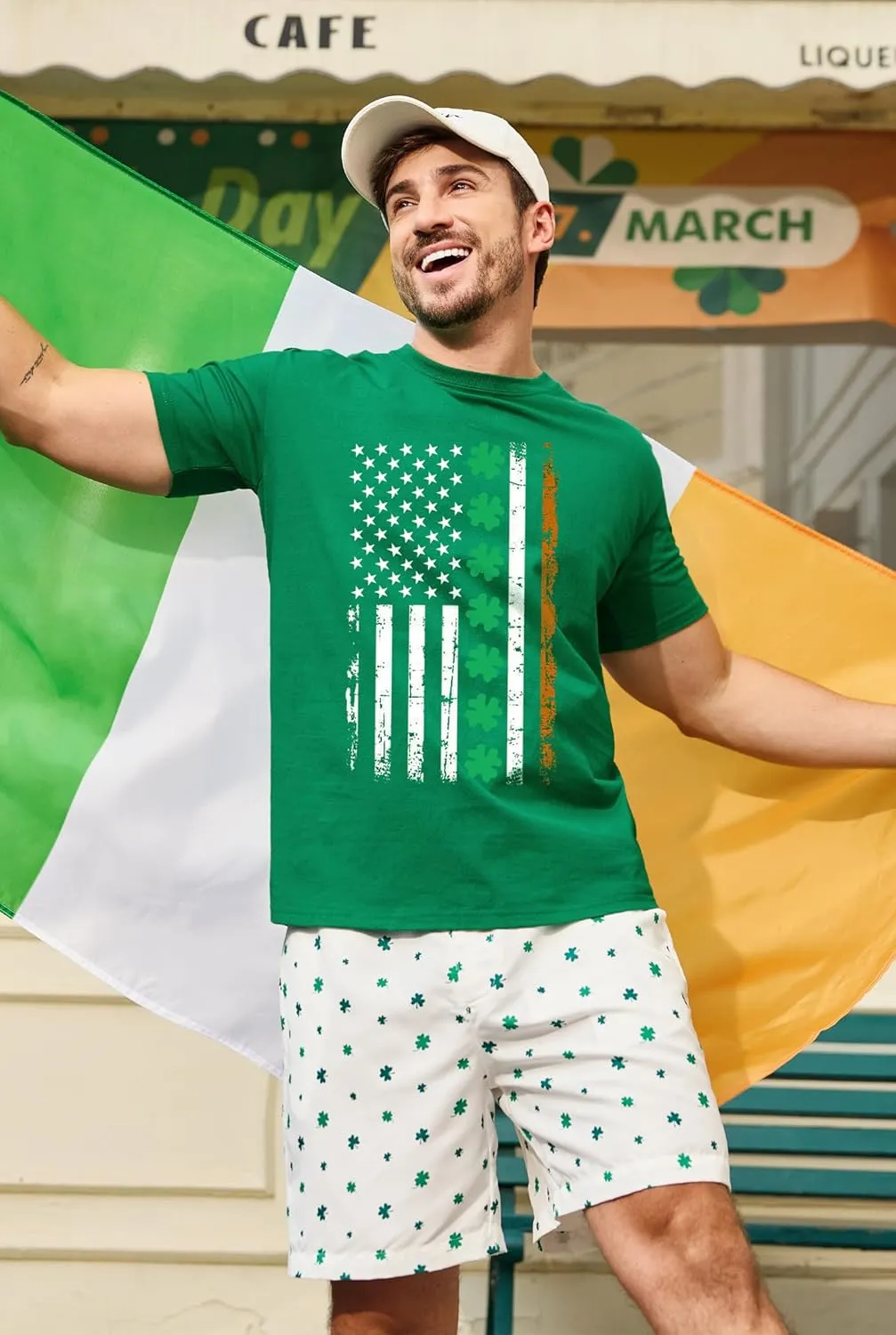 Arvilhill Men's St Patrick's T-Shirts Short Sleeve Irish Shamrock Shirt (S-3XL)