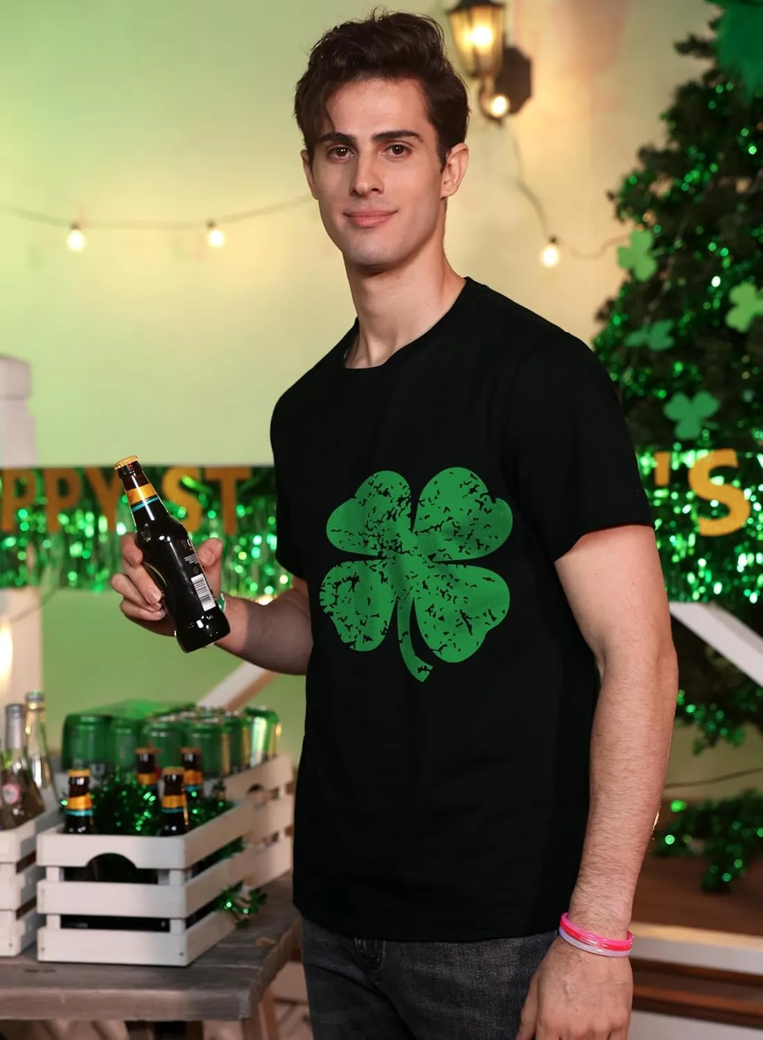 Arvilhill Men's St Patrick's T-Shirts Short Sleeve Irish Shamrock Shirt (S-3XL)