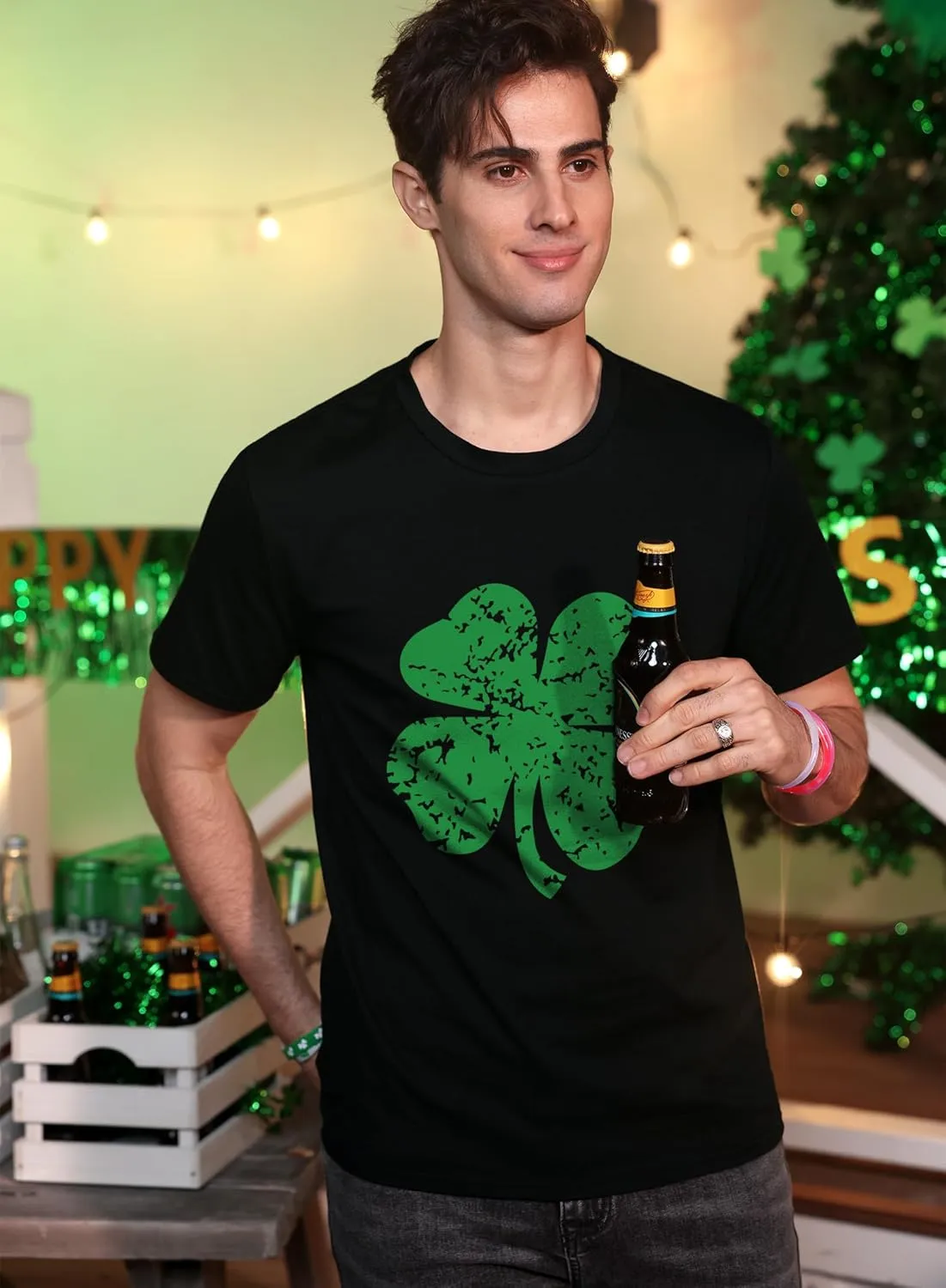 Arvilhill Men's St Patrick's T-Shirts Short Sleeve Irish Shamrock Shirt (S-3XL)