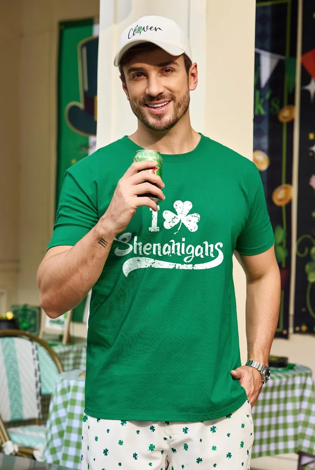 Arvilhill Men's St Patrick's T-Shirts Short Sleeve Irish Shamrock Shirt (S-3XL)