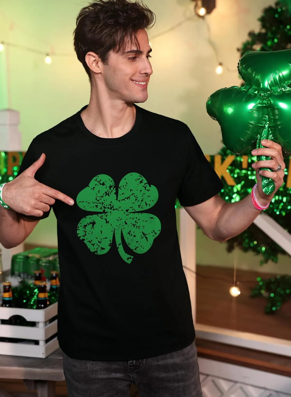 Arvilhill Men's St Patrick's T-Shirts Short Sleeve Irish Shamrock Shirt (S-3XL)