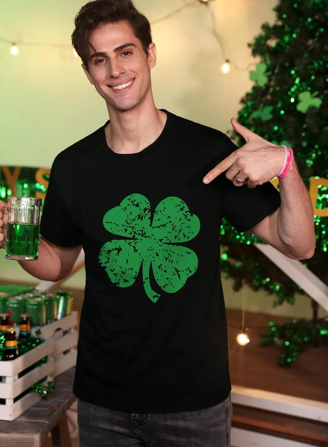 Arvilhill Men's St Patrick's T-Shirts Short Sleeve Irish Shamrock Shirt (S-3XL)
