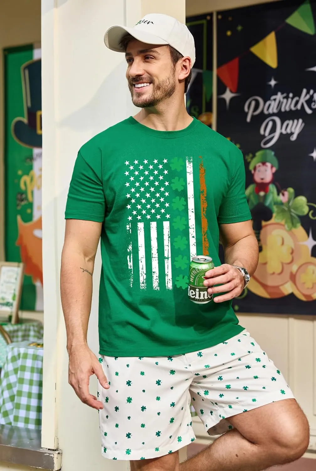 Arvilhill Men's St Patrick's T-Shirts Short Sleeve Irish Shamrock Shirt (S-3XL)