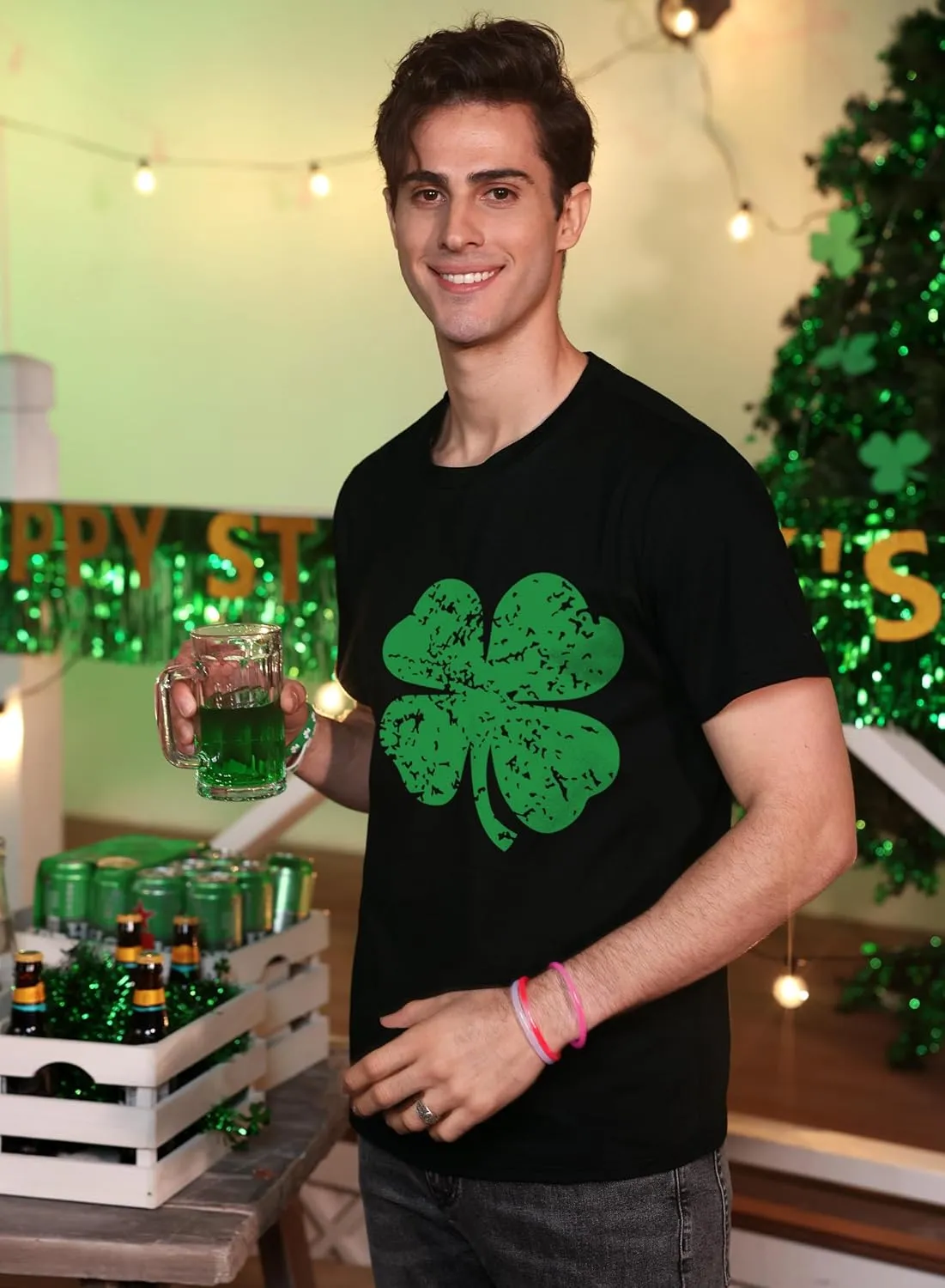 Arvilhill Men's St Patrick's T-Shirts Short Sleeve Irish Shamrock Shirt (S-3XL)