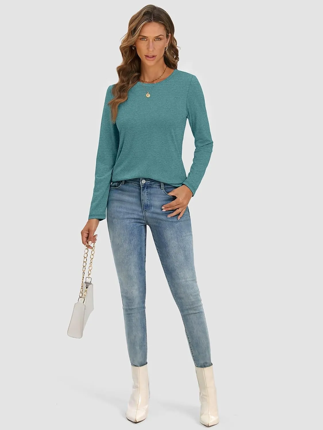 ATHMILE Womens Long Sleeve Shirts Basic Tee Fall Trendy Spring Top Business Casual Beach Vacation Workout 2025 Fashion