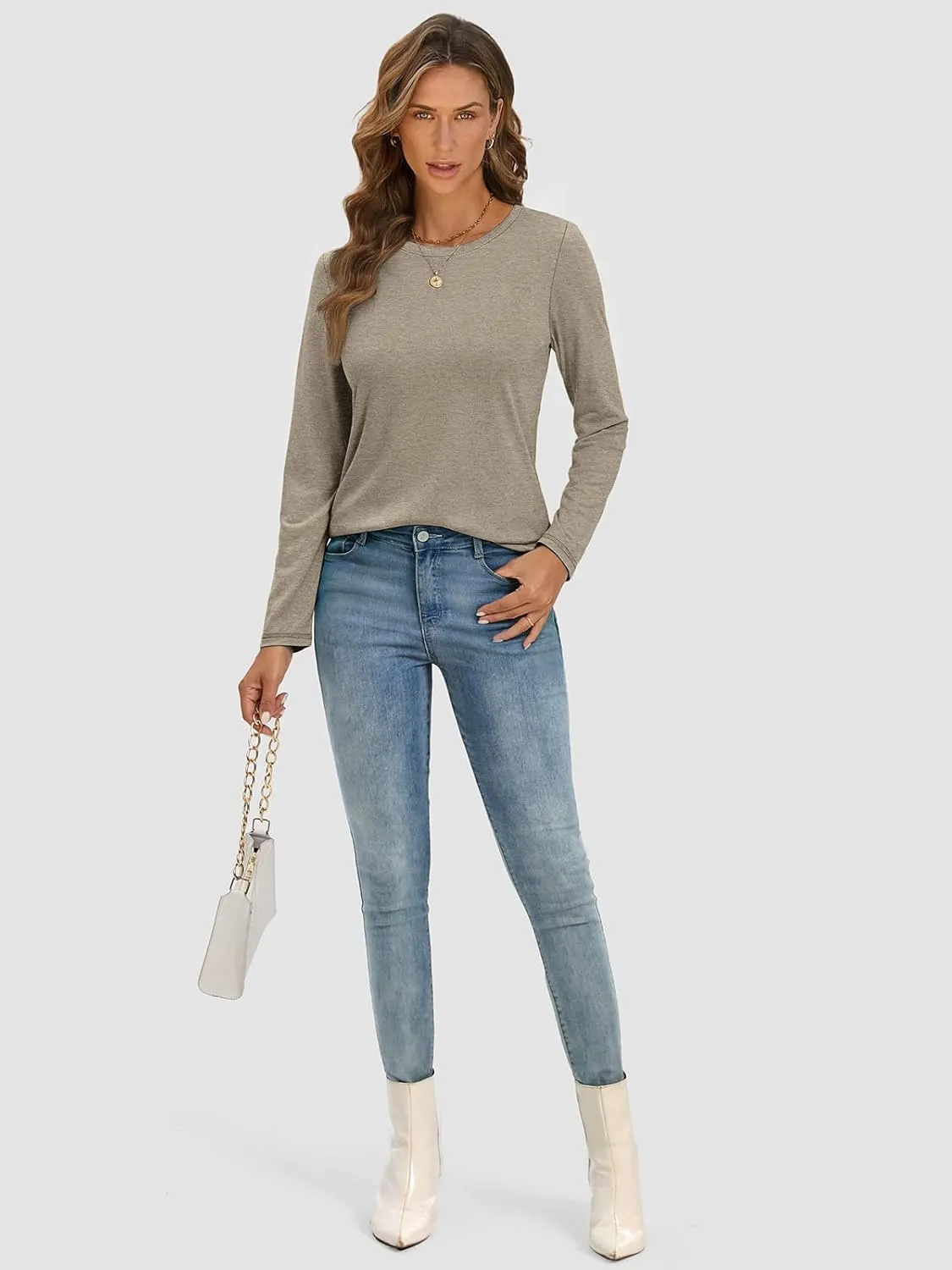 ATHMILE Womens Long Sleeve Shirts Basic Tee Fall Trendy Spring Top Business Casual Beach Vacation Workout 2025 Fashion