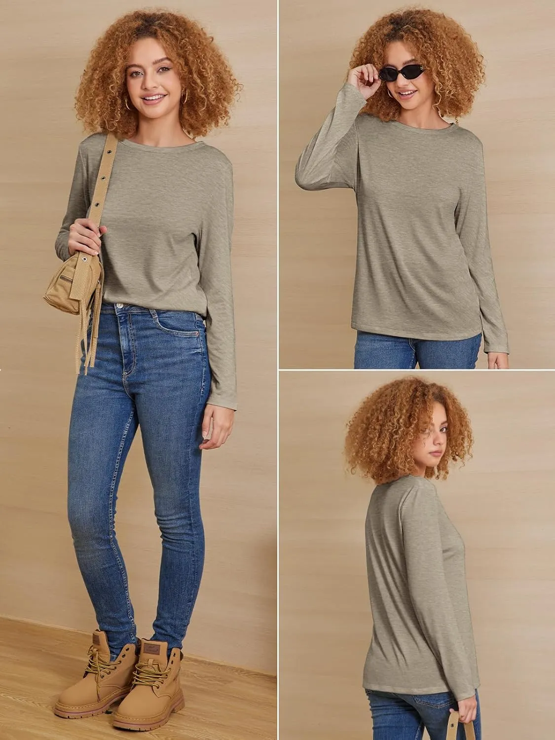 ATHMILE Womens Long Sleeve Shirts Basic Tee Fall Trendy Spring Top Business Casual Beach Vacation Workout 2025 Fashion
