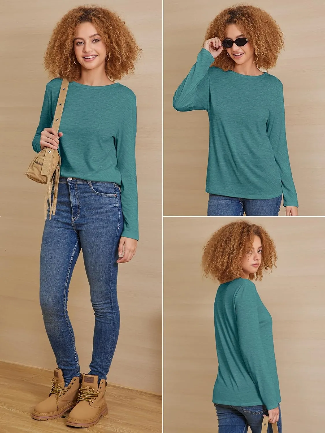 ATHMILE Womens Long Sleeve Shirts Basic Tee Fall Trendy Spring Top Business Casual Beach Vacation Workout 2025 Fashion