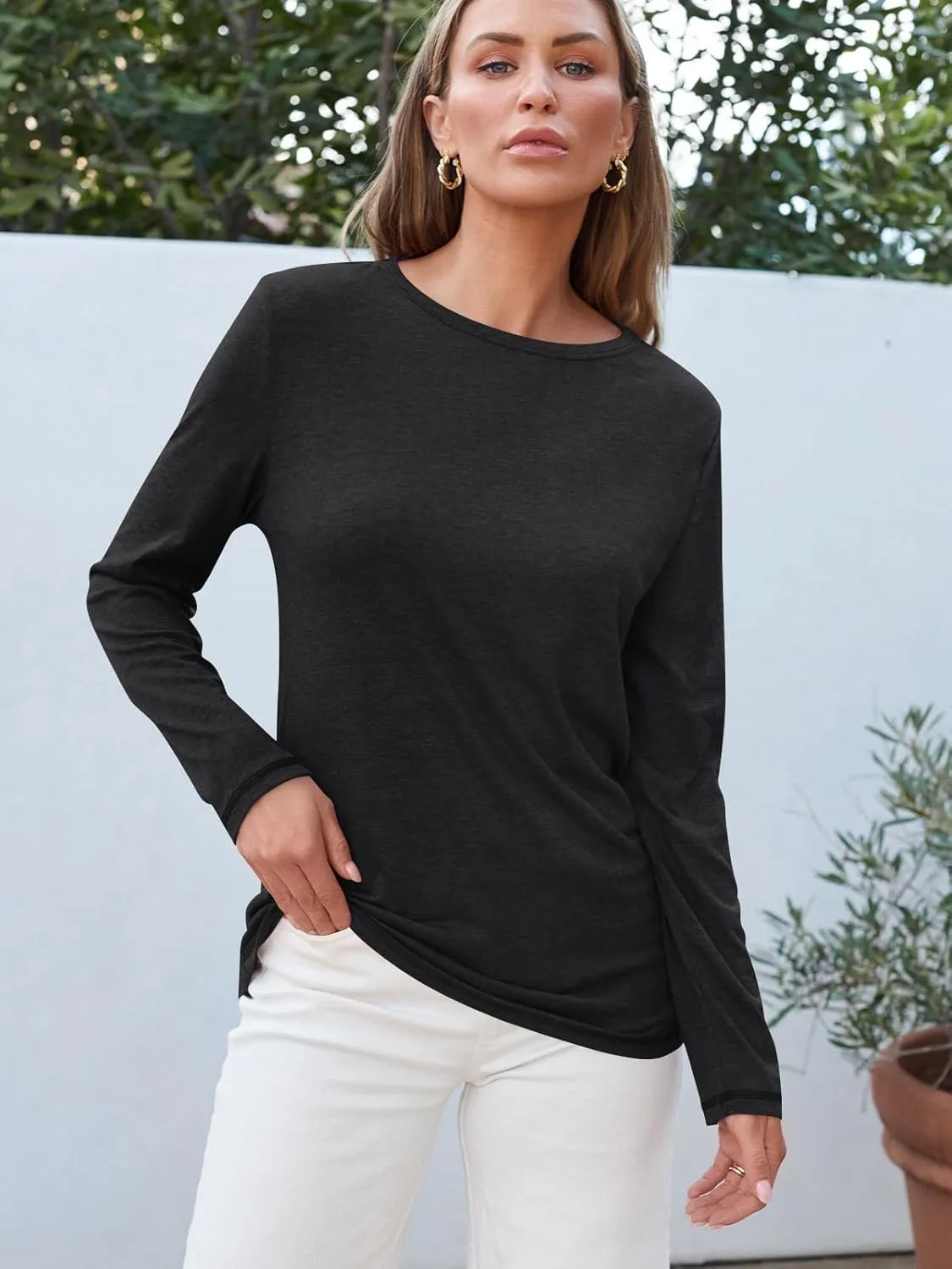 AUTOMET Long Sleeve Shirts for Women Business Casual Tops Fall Fashion Outfits Basic Workout Tees Beach Vacation Clothes 2025