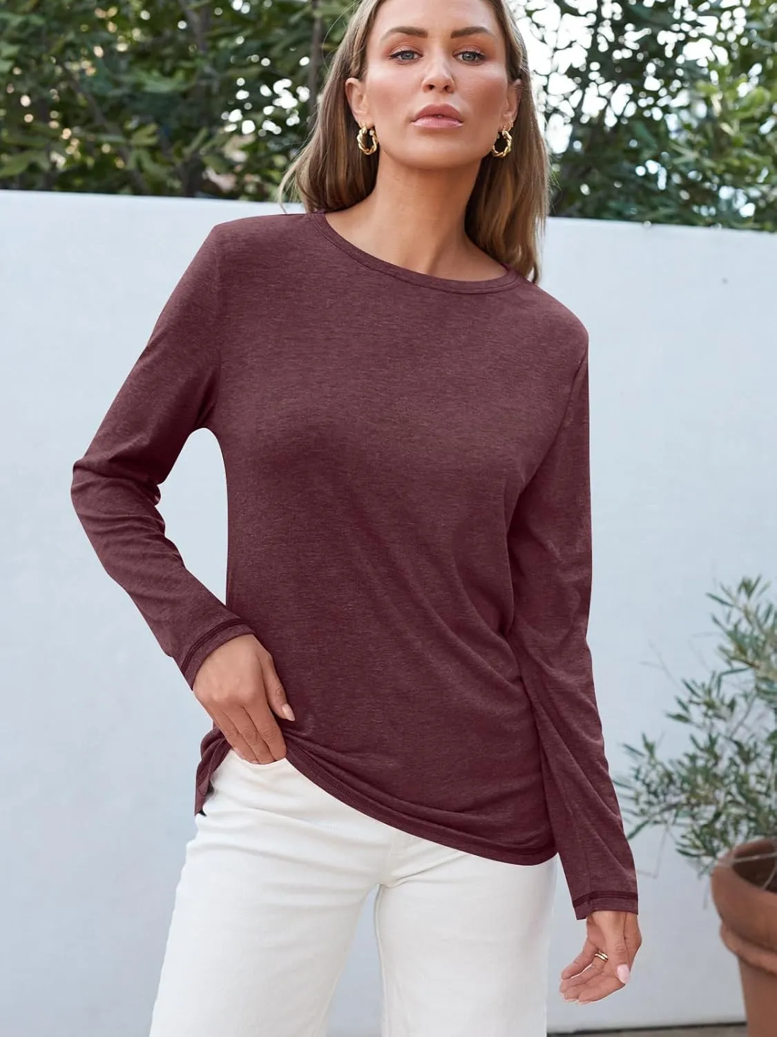 AUTOMET Long Sleeve Shirts for Women Business Casual Tops Fall Fashion Outfits Basic Workout Tees Beach Vacation Clothes 2025
