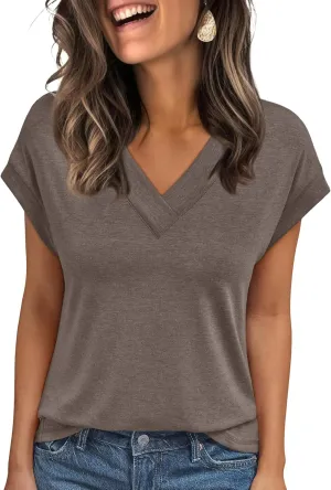 AUTOMET Womens Cap Short Sleeve T Shirts Summer Tops 2025 V Neck Dressy Casual Fashion Clothes Vacation Outfits