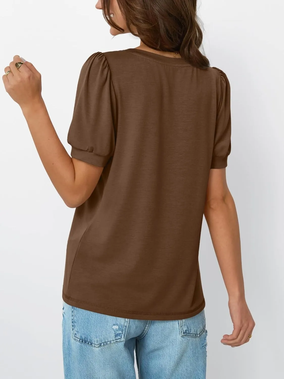 AUTOMET Womens Tops Short Sleeve T-Shirts Blouses Dressy Casual Business Puff Pleated Summer Fashion 2025 Basic Comfy Clothes