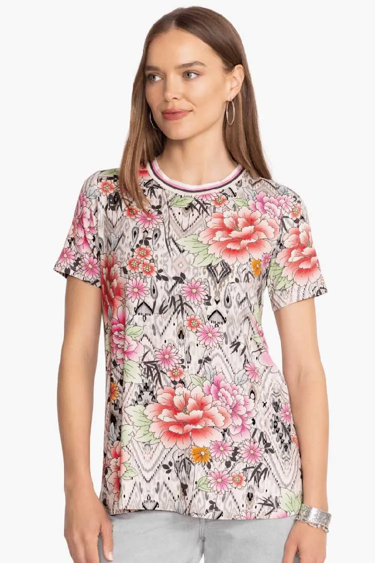 Azzie Flower Fav SS Crew Neck Swing T-Shirt