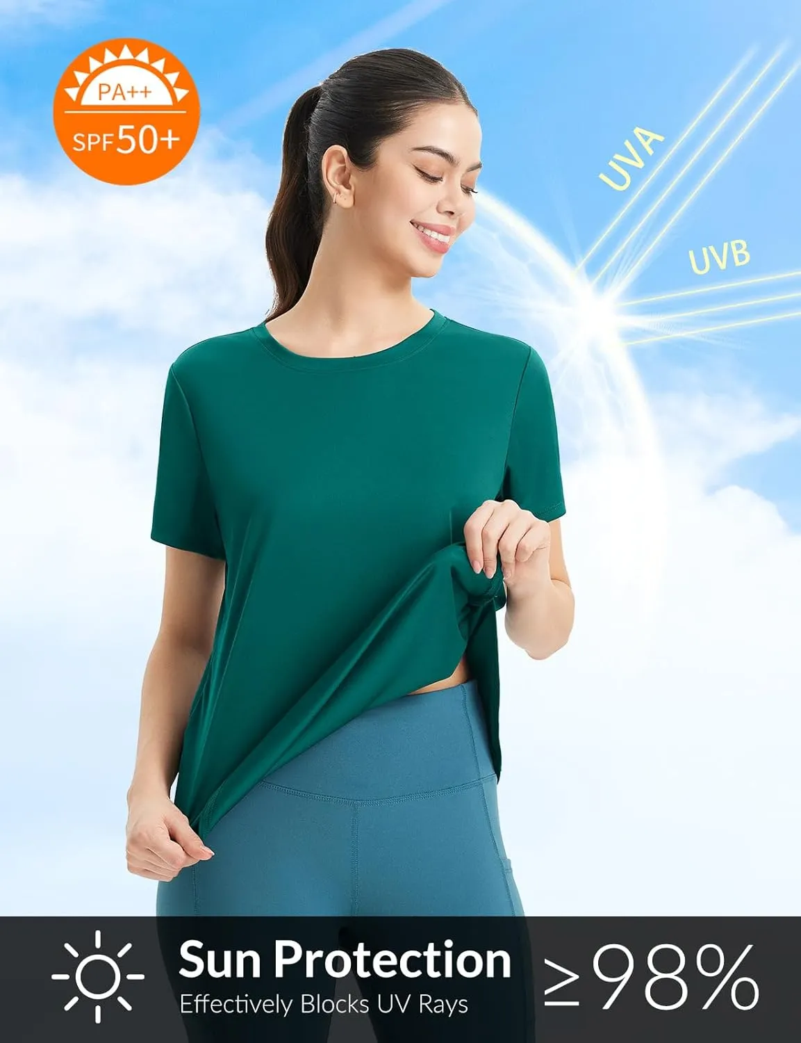 baleaf Women's Short Sleeve Workout Tops Athletic Running Shirts Quick Dry T-Shirts Loose Fit Gym Yoga Tee UPF 50 