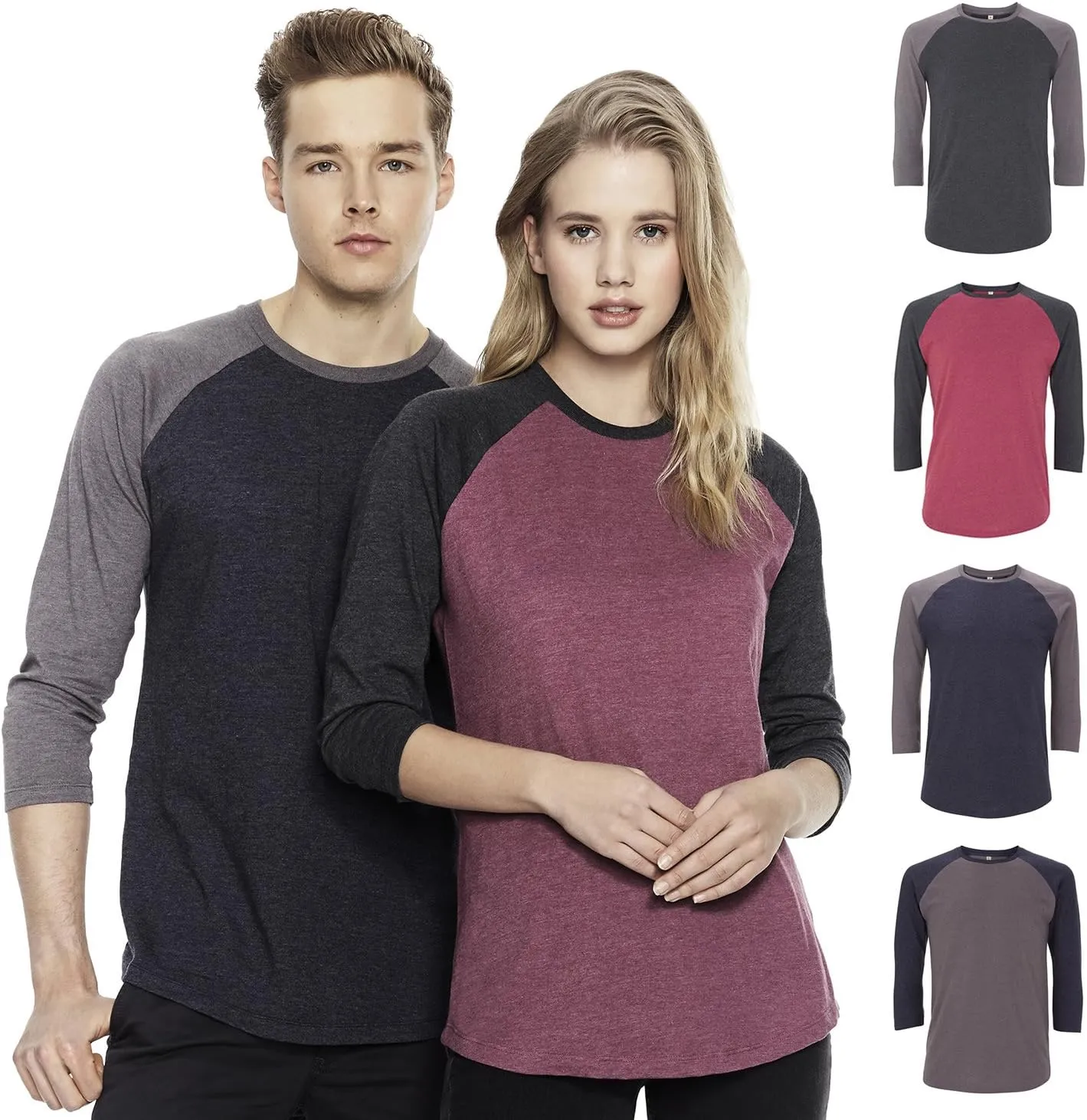 Baseball Tee T Shirts for Women | Raglan Jersey 3/4 Long Sleeve | Organic Cotton