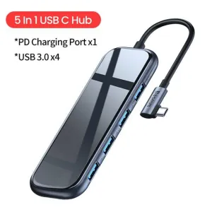 Baseus USB Type C HUB: 5-in-1 and 6-in-1 Configurations with 4KHD, USB 3.0, RJ45, and Type C PD Charging for MacBook Pro Air