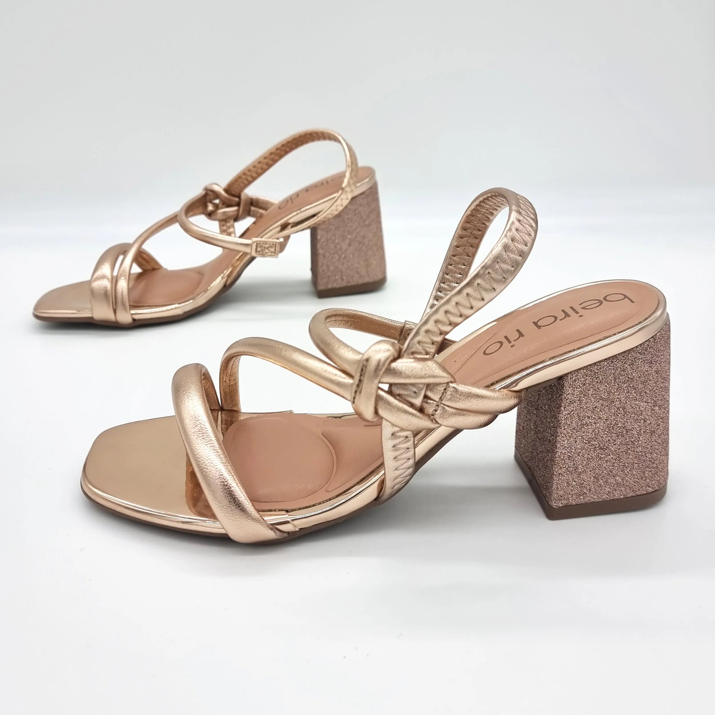 Beira Rio 8436-229 Block Heel Sandal in Rose Gold