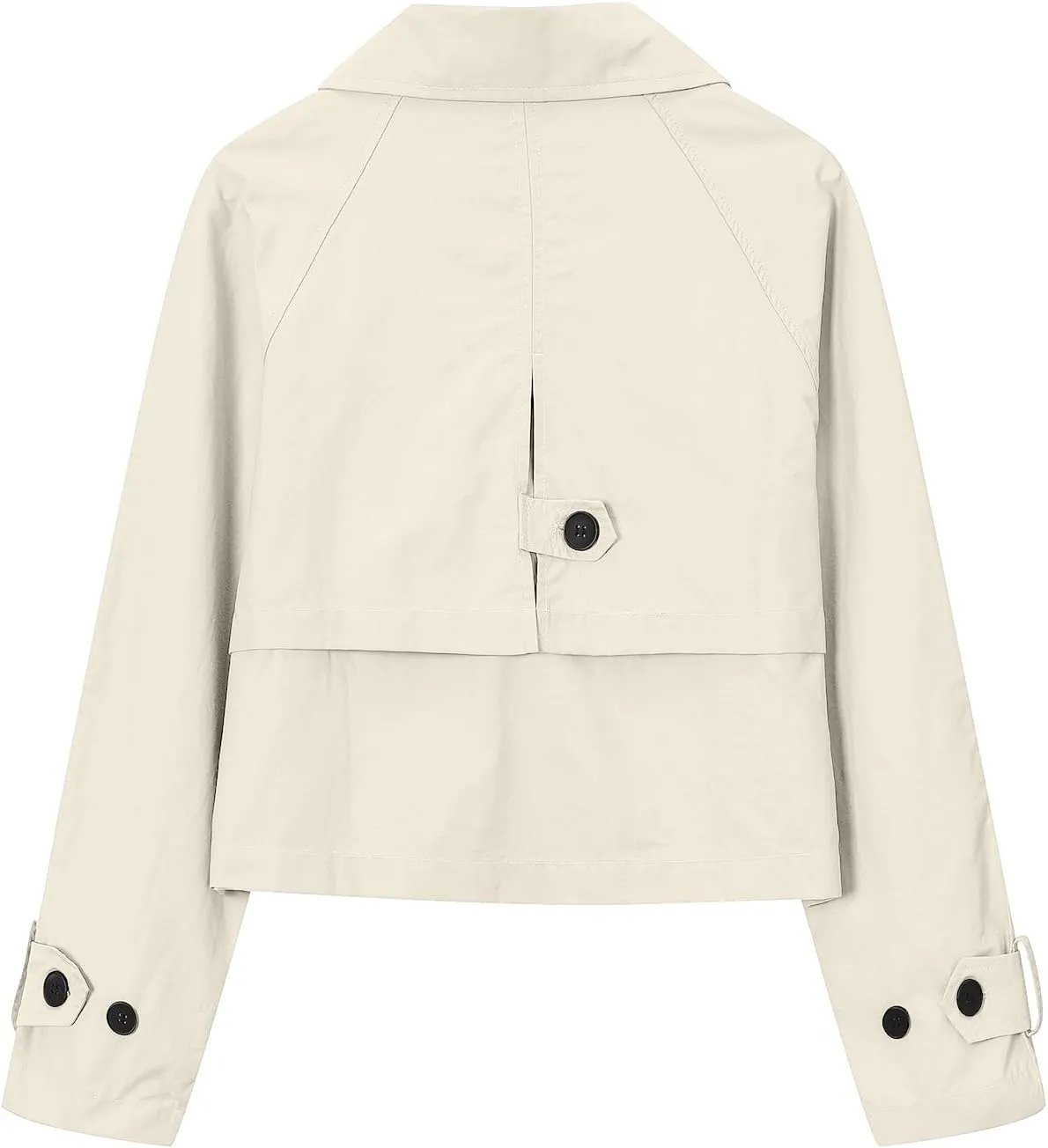 Betusline Womens Cropped Trench Coat Notched Lapel Double Breasted Short Jacket Outwear