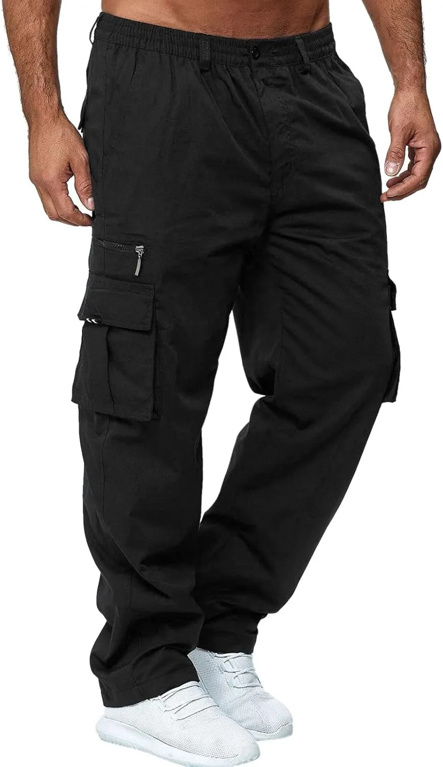 Big and Tall Sweatpants for Men Pant Men Pants Hiking Athletic Mens Cargo Pants Outdoor Hiking Trouser Multi Pockets