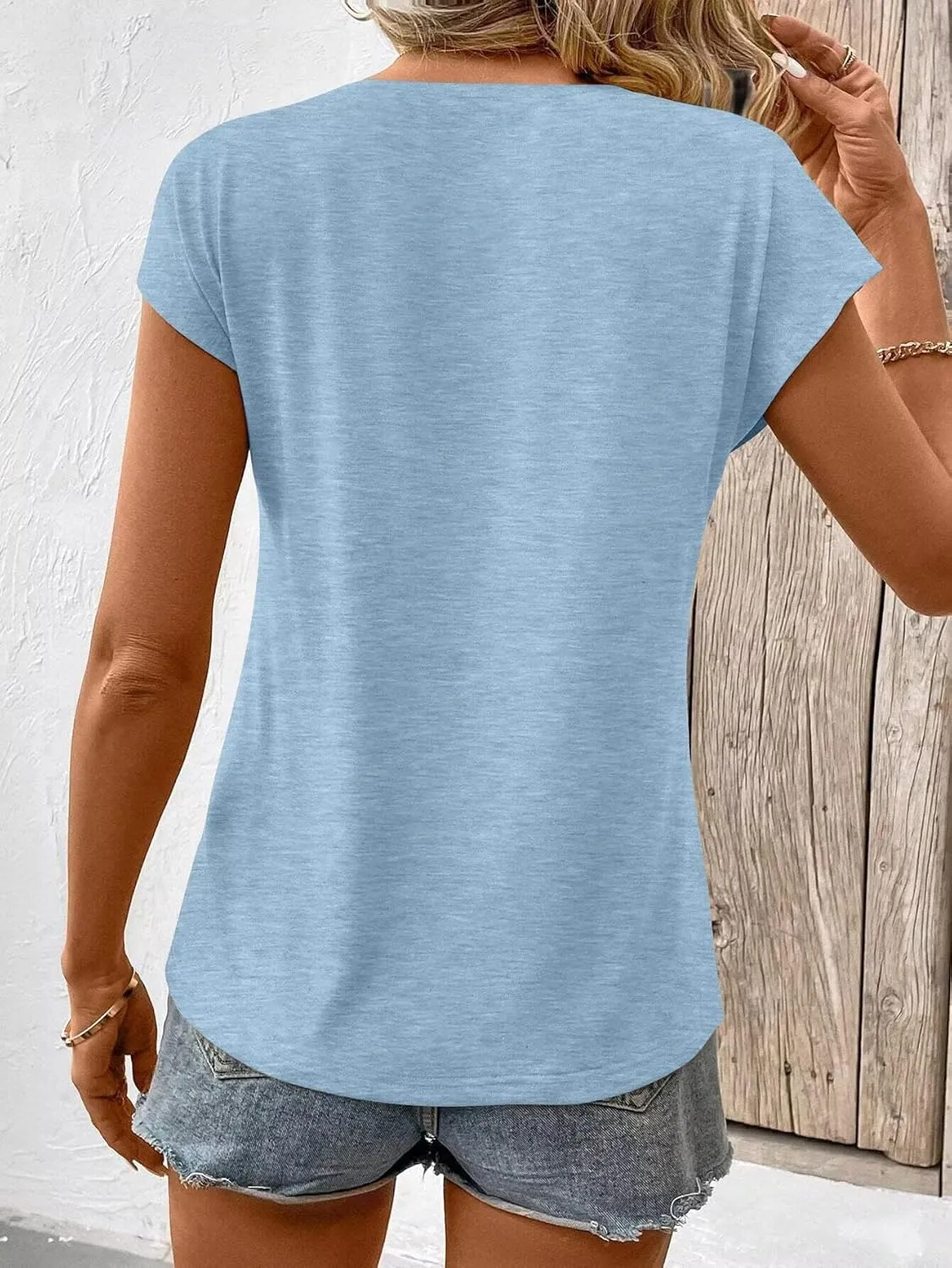 Bliwov 3 Pack Womens Cap Sleeve Tops V Neck T Shirts Spring Summer Casual Plus Size Beach Vacation Fashion Basics Clothes