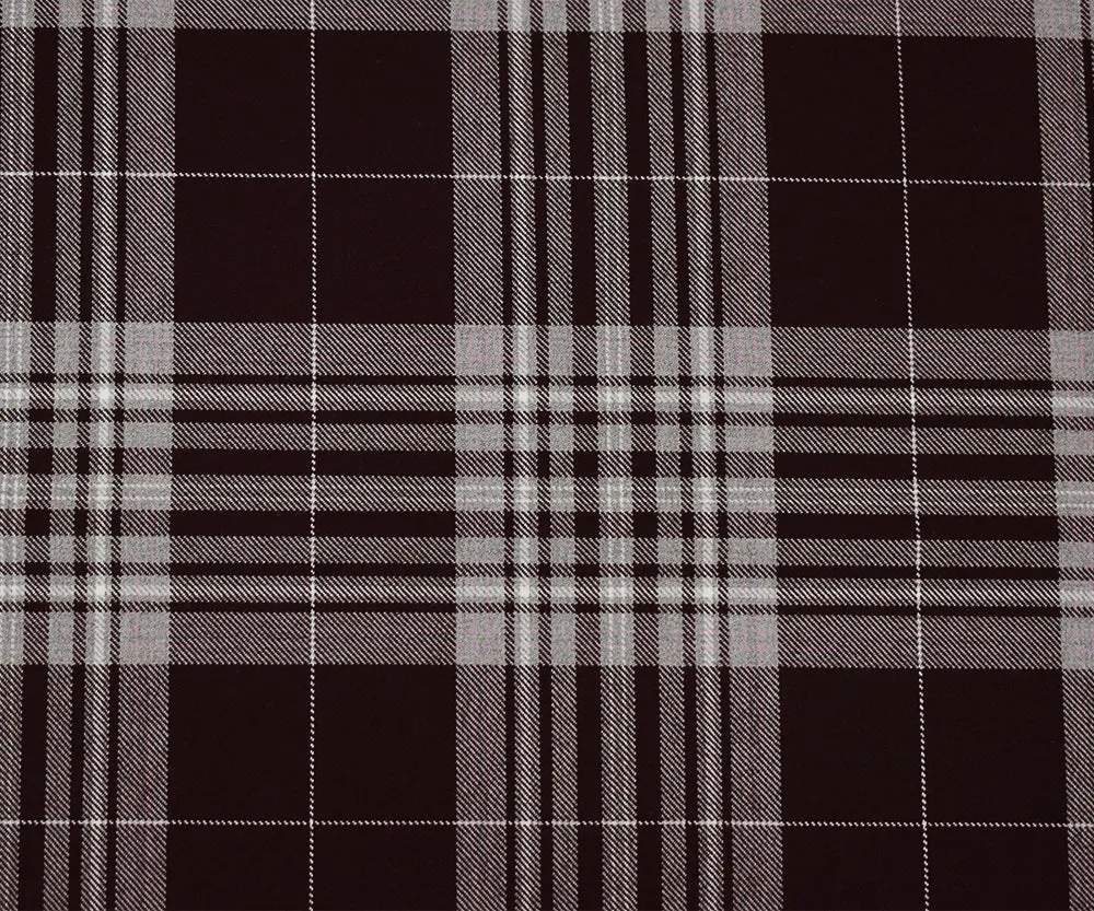 Brown-Gray-Multi Wool Polyester Plaid Woven Twill Suiting Fabric