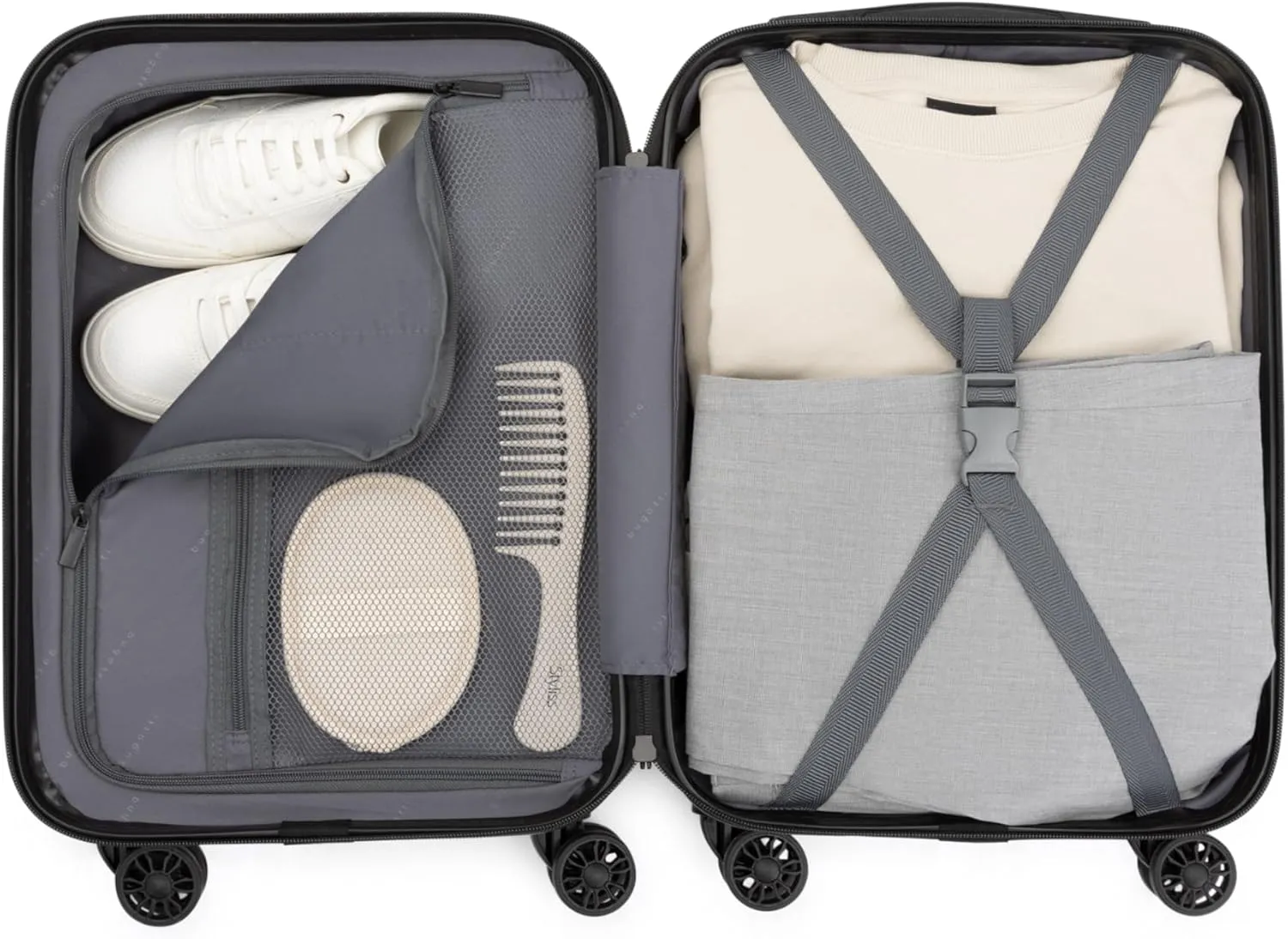 Bugatti Singapore 2-Piece ABS Hardside Luggage Set, Double Spinner Wheels, Expandable (blush)
