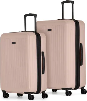 Bugatti Singapore 2-Piece ABS Hardside Luggage Set, Double Spinner Wheels, Expandable (blush)