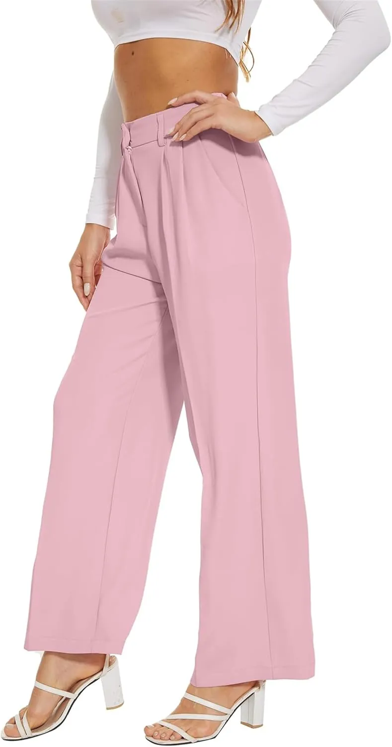 Business Casual Pants for Women Wide Leg Palazzo Trousers High Waist Straight Leg Pant Elastic Waist Lounge Bottoms