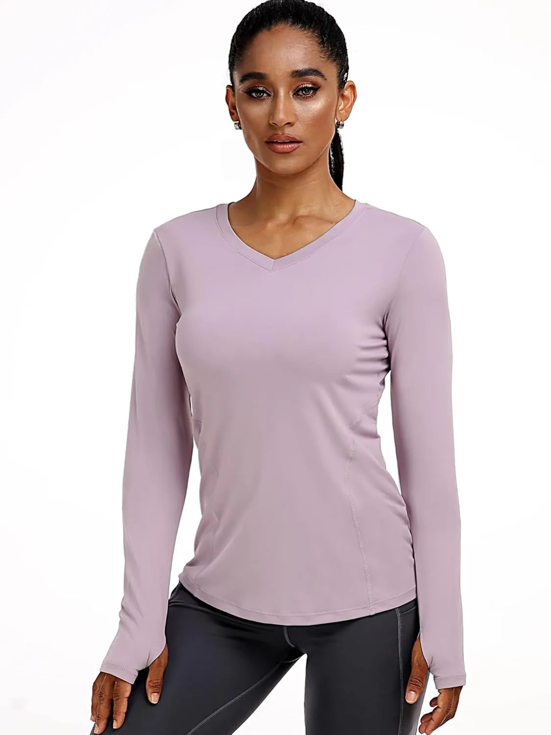 CADMUS Women long Sleeve Shirt for Workout Dry Fit Yoga t Shirts V-Neck