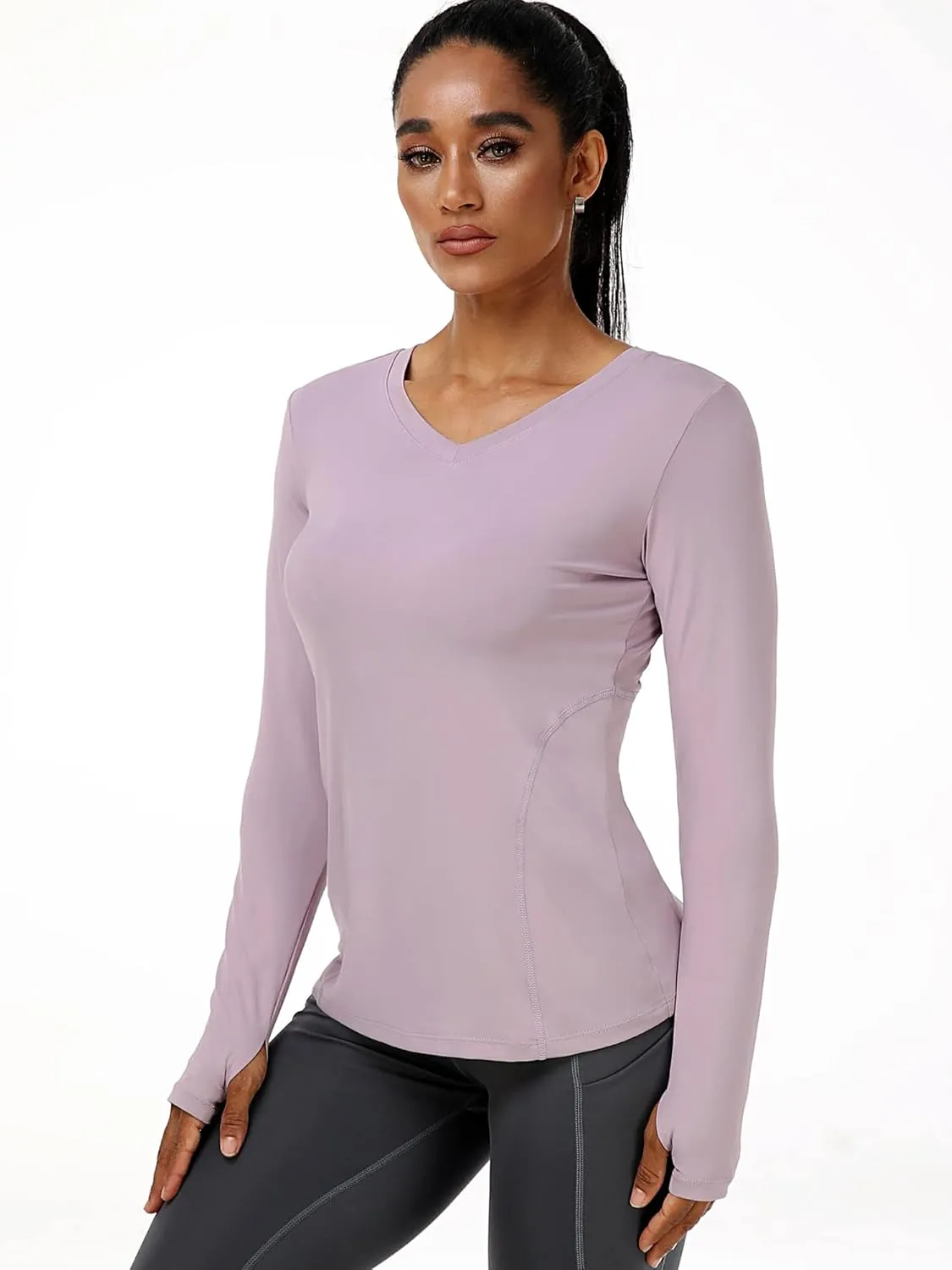 CADMUS Women long Sleeve Shirt for Workout Dry Fit Yoga t Shirts V-Neck