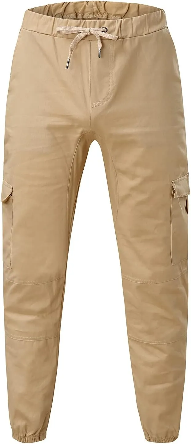 Cargo Pants for Men Big and Tall, Cargo Pants with Pockets Men's Heavyweight Cargo Fleece Sweatpants Stretch Elastic