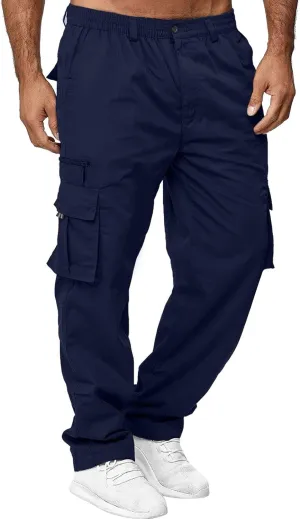 Cargo Pants for Men Big and Tall, for Men Elastic Waist Mens Sweatpants with Zipper Pockets Sweat Pants Men's Winter