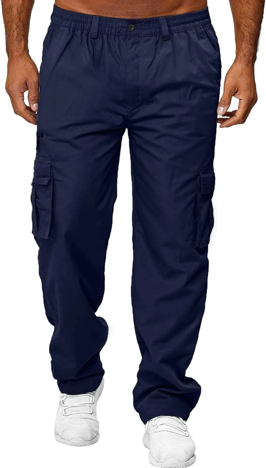 Cargo Pants for Men Big and Tall, for Men Elastic Waist Mens Sweatpants with Zipper Pockets Sweat Pants Men's Winter