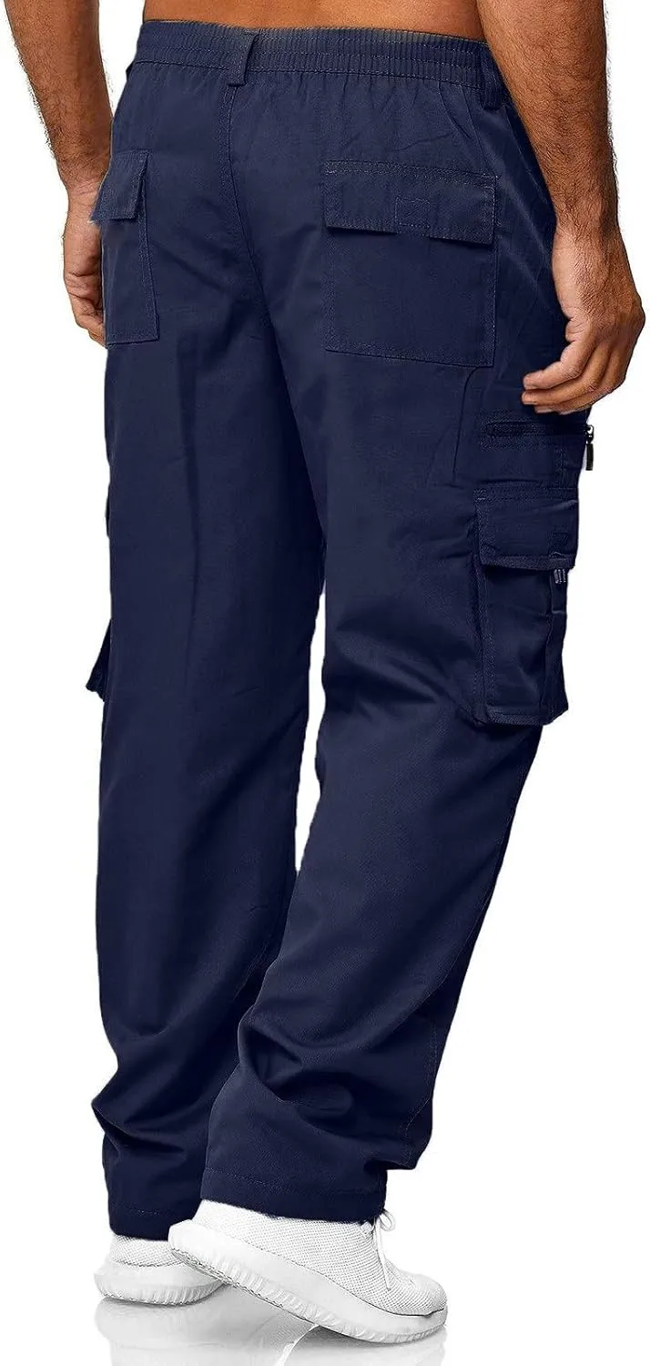 Cargo Pants for Men Big and Tall, for Men Elastic Waist Mens Sweatpants with Zipper Pockets Sweat Pants Men's Winter