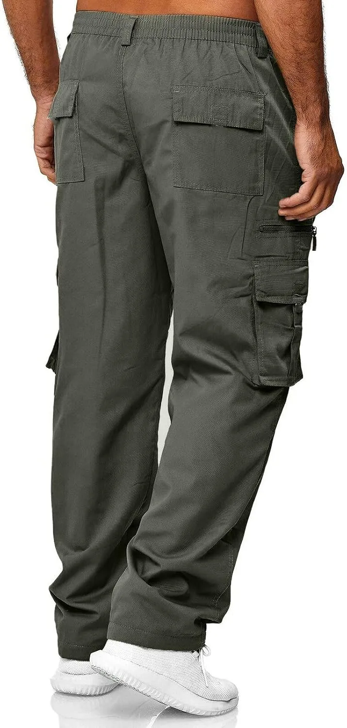 Cargo Pants for Men Big and Tall Work Trousers Fleece Cotton Sweatpants Lounge Pants Mens Gym Jogging Bottoms Tapered
