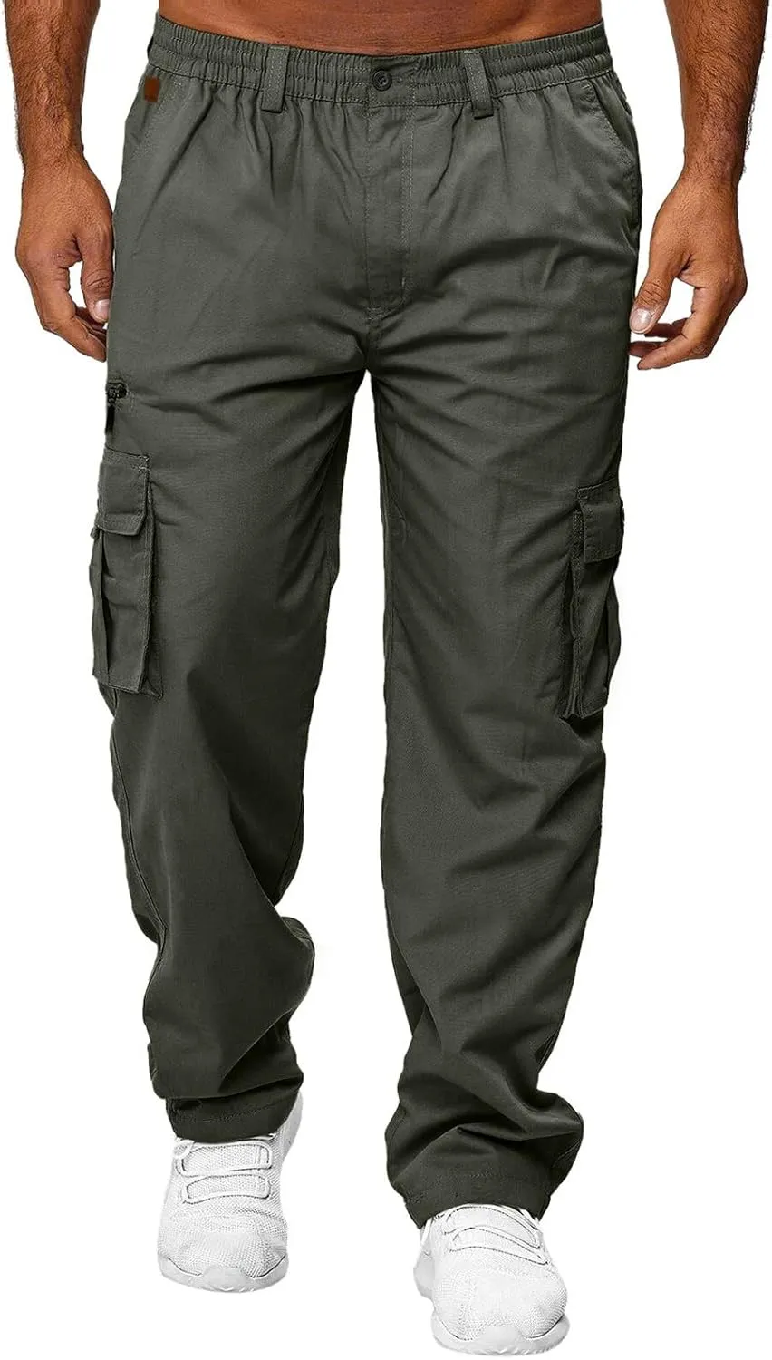 Cargo Pants for Men Big and Tall Work Trousers Fleece Cotton Sweatpants Lounge Pants Mens Gym Jogging Bottoms Tapered