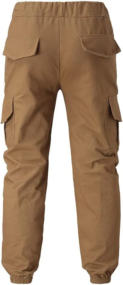 Cargo Pants for Men Relaxed Fit Workwear Casual Cargo Pull On Pants Men's Joggers Pants Athletic Mens Cotton Linen
